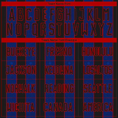 Custom Black Royal-Red Pinstripe Line Sports Sublimation Soccer Uniform Jersey