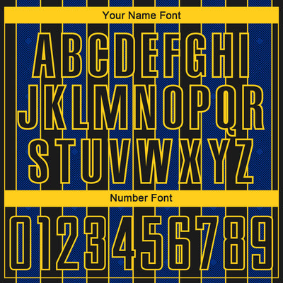 Custom Black Royal-Yellow Pinstripe Line Sports Sublimation Soccer Uniform Jersey