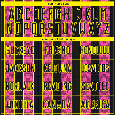 Custom Black Pink-Light Yellow Pinstripe Line Sports Sublimation Soccer Uniform Jersey