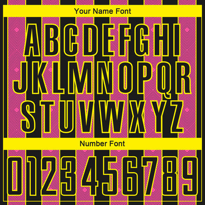 Custom Black Pink-Light Yellow Pinstripe Line Sports Sublimation Soccer Uniform Jersey