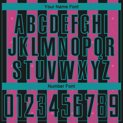 Custom Black Pink-Teal Pinstripe Line Sports Sublimation Soccer Uniform Jersey