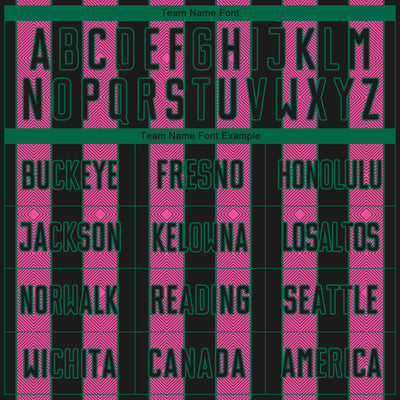 Custom Black Pink-Kelly Green Pinstripe Line Sports Sublimation Soccer Uniform Jersey