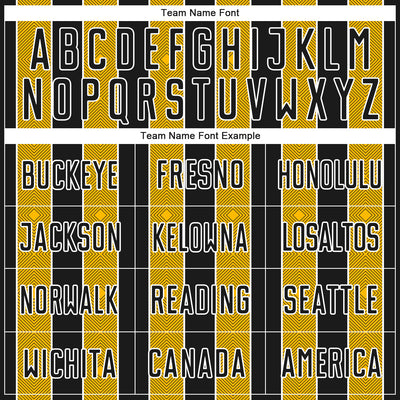 Custom Black Gold-White Pinstripe Line Sports Sublimation Soccer Uniform Jersey