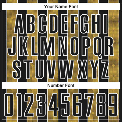 Custom Black Old Gold-White Pinstripe Line Sports Sublimation Soccer Uniform Jersey