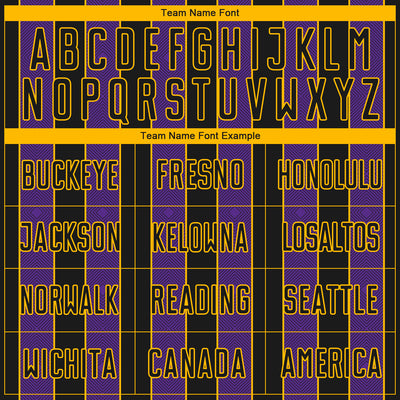 Custom Black Purple-Gold Pinstripe Line Sports Sublimation Soccer Uniform Jersey