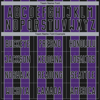 Custom Black Purple-Gray Pinstripe Line Sports Sublimation Soccer Uniform Jersey