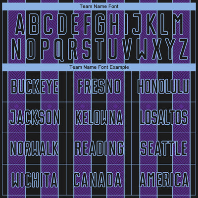 Custom Black Purple-Light Blue Pinstripe Line Sports Sublimation Soccer Uniform Jersey