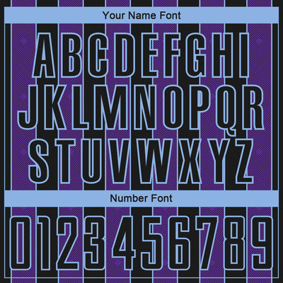 Custom Black Purple-Light Blue Pinstripe Line Sports Sublimation Soccer Uniform Jersey