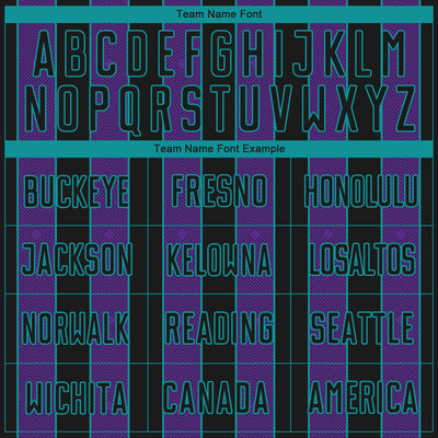 Custom Black Purple-Teal Pinstripe Line Sports Sublimation Soccer Uniform Jersey