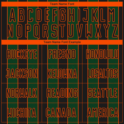 Custom Black Green-Orange Pinstripe Line Sports Sublimation Soccer Uniform Jersey