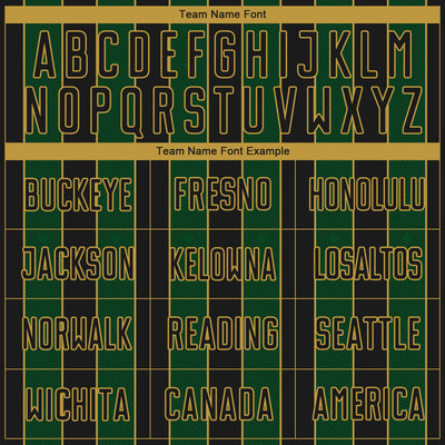 Custom Black Green-Old Gold Pinstripe Line Sports Sublimation Soccer Uniform Jersey