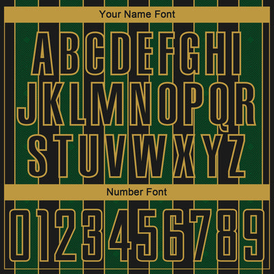Custom Black Green-Old Gold Pinstripe Line Sports Sublimation Soccer Uniform Jersey
