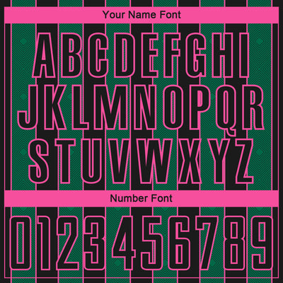 Custom Black Kelly Green-Pink Pinstripe Line Sports Sublimation Soccer Uniform Jersey