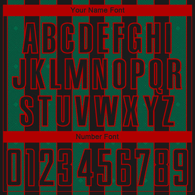 Custom Black Kelly Green-Red Pinstripe Line Sports Sublimation Soccer Uniform Jersey