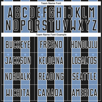 Custom Black Light Blue-White Pinstripe Line Sports Sublimation Soccer Uniform Jersey