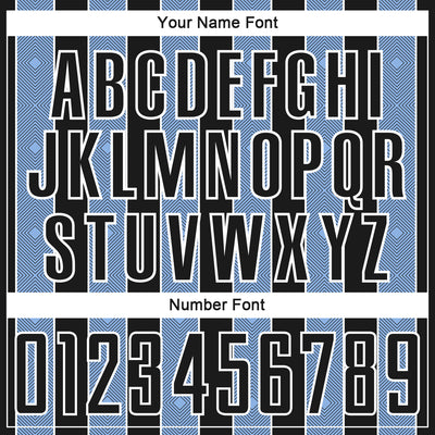 Custom Black Light Blue-White Pinstripe Line Sports Sublimation Soccer Uniform Jersey
