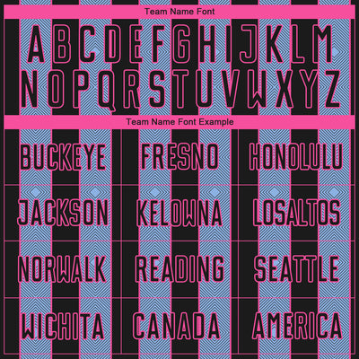 Custom Black Light Blue-Pink Pinstripe Line Sports Sublimation Soccer Uniform Jersey