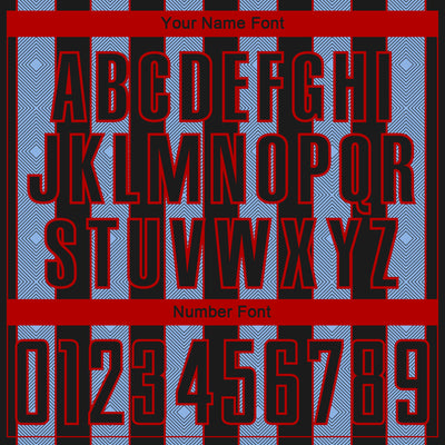 Custom Black Light Blue-Red Pinstripe Line Sports Sublimation Soccer Uniform Jersey