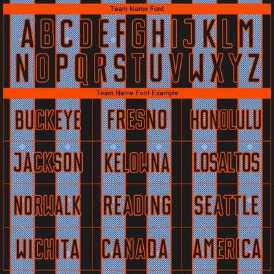 Custom Black Light Blue-Orange Pinstripe Line Sports Sublimation Soccer Uniform Jersey