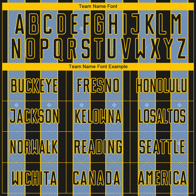 Custom Black Light Blue-Yellow Pinstripe Line Sports Sublimation Soccer Uniform Jersey