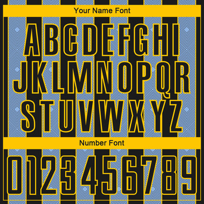 Custom Black Light Blue-Yellow Pinstripe Line Sports Sublimation Soccer Uniform Jersey