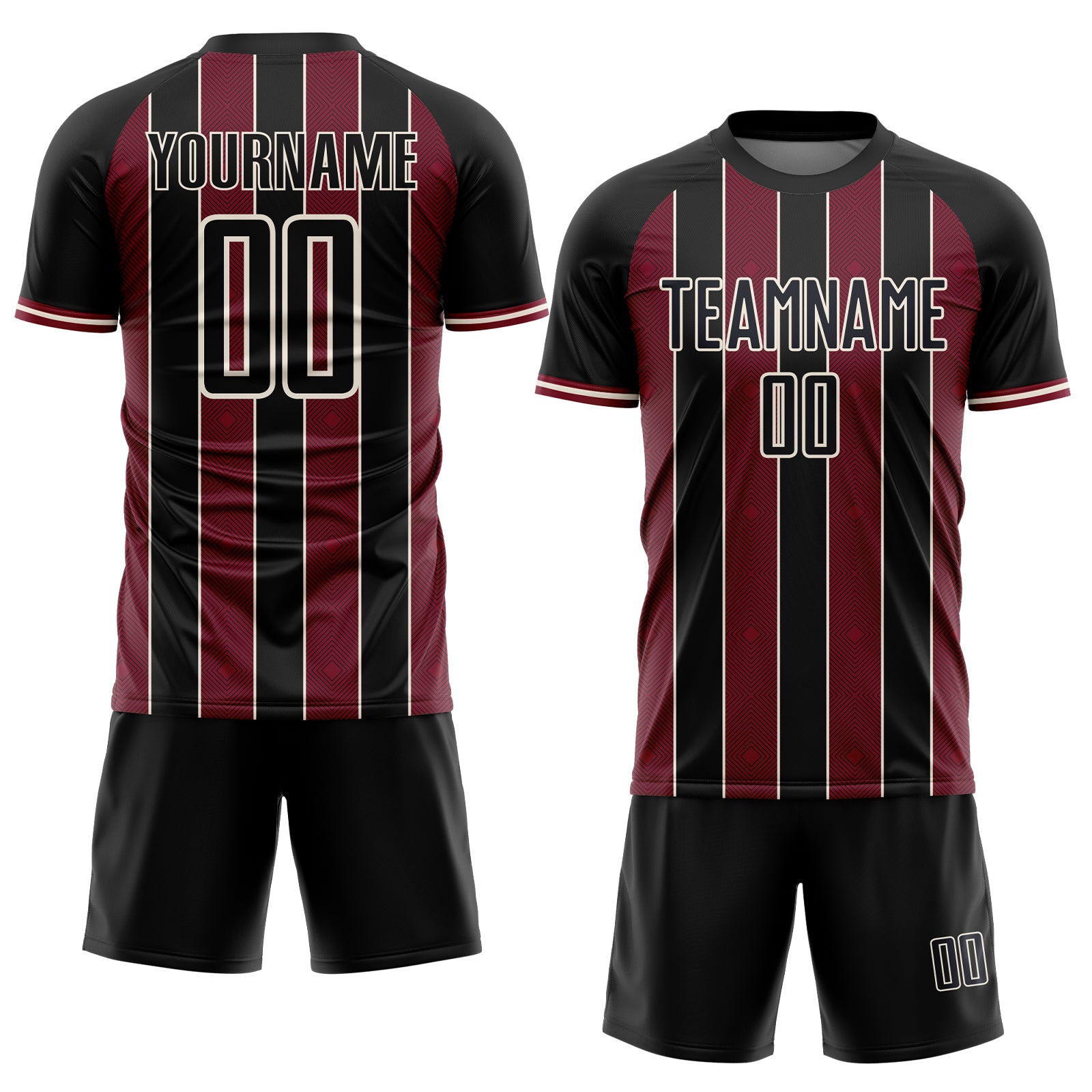 Custom Black Crimson-Cream Pinstripe Line Sports Sublimation Soccer Uniform Jersey