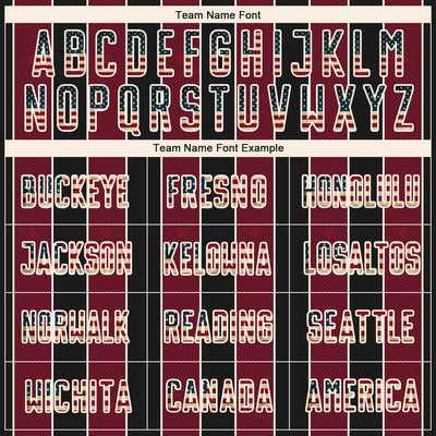 Custom Black Vintage USA Flag Crimson-Cream Pinstripe Line Sports Sublimation Soccer Uniform Jersey