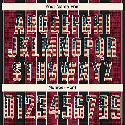 Custom Black Vintage USA Flag Crimson-Cream Pinstripe Line Sports Sublimation Soccer Uniform Jersey