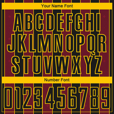 Custom Black Crimson-Gold Pinstripe Line Sports Sublimation Soccer Uniform Jersey