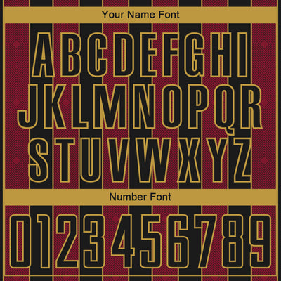 Custom Black Crimson-Old Gold Pinstripe Line Sports Sublimation Soccer Uniform Jersey