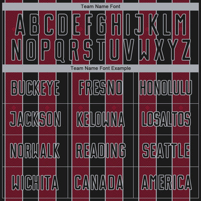 Custom Black Crimson-Gray Pinstripe Line Sports Sublimation Soccer Uniform Jersey