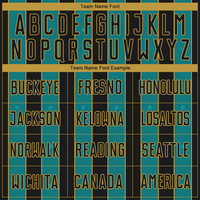 Custom Black Teal-Old Gold Pinstripe Line Sports Sublimation Soccer Uniform Jersey