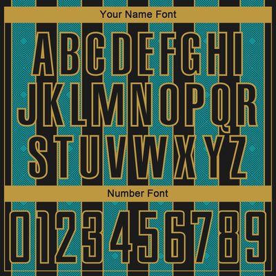 Custom Black Teal-Old Gold Pinstripe Line Sports Sublimation Soccer Uniform Jersey