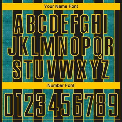 Custom Black Teal-Yellow Pinstripe Line Sports Sublimation Soccer Uniform Jersey