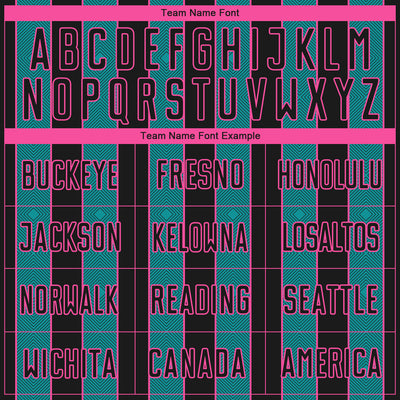 Custom Black Teal-Pink Pinstripe Line Sports Sublimation Soccer Uniform Jersey