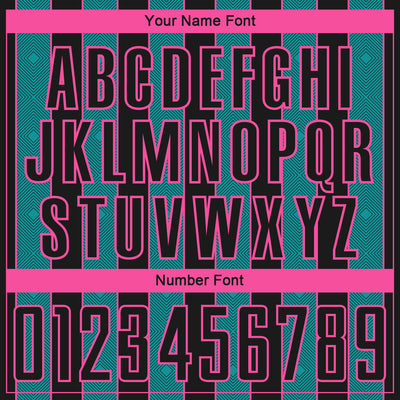 Custom Black Teal-Pink Pinstripe Line Sports Sublimation Soccer Uniform Jersey