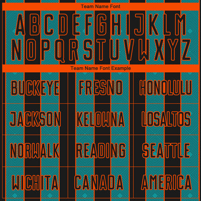 Custom Black Teal-Orange Pinstripe Line Sports Sublimation Soccer Uniform Jersey