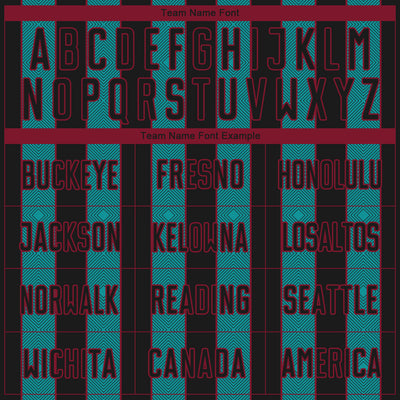 Custom Black Teal-Crimson Pinstripe Line Sports Sublimation Soccer Uniform Jersey