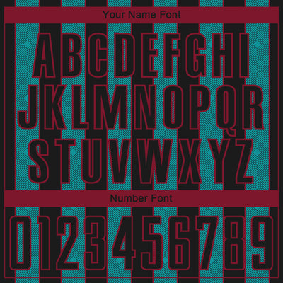 Custom Black Teal-Crimson Pinstripe Line Sports Sublimation Soccer Uniform Jersey