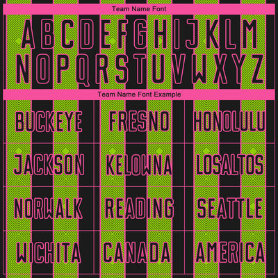 Custom Black Neon Green-Pink Pinstripe Line Sports Sublimation Soccer Uniform Jersey