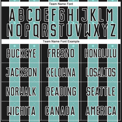 Custom Black Ice Blue-White Pinstripe Line Sports Sublimation Soccer Uniform Jersey