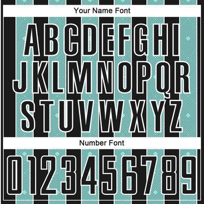 Custom Black Ice Blue-White Pinstripe Line Sports Sublimation Soccer Uniform Jersey