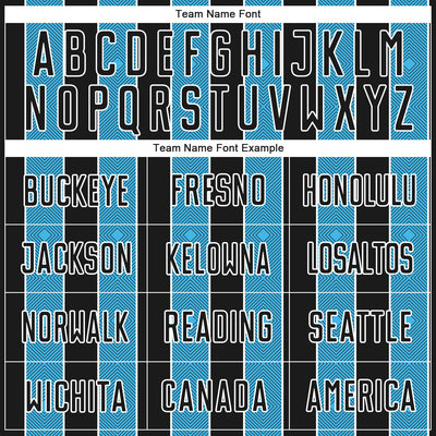 Custom Black Sky Blue-White Pinstripe Line Sports Sublimation Soccer Uniform Jersey