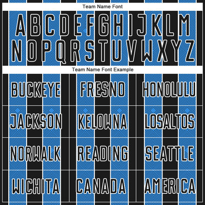 Custom Black Powder Blue-White Pinstripe Line Sports Sublimation Soccer Uniform Jersey