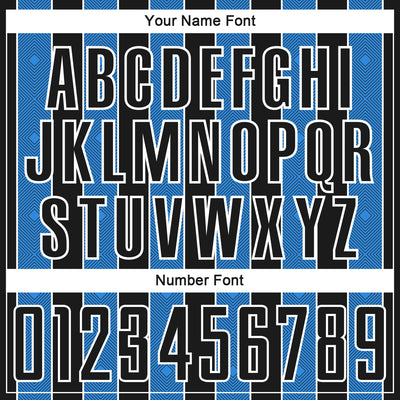 Custom Black Powder Blue-White Pinstripe Line Sports Sublimation Soccer Uniform Jersey