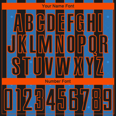 Custom Black Powder Blue-Orange Pinstripe Line Sports Sublimation Soccer Uniform Jersey