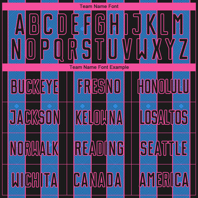 Custom Black Powder Blue-Pink Pinstripe Line Sports Sublimation Soccer Uniform Jersey