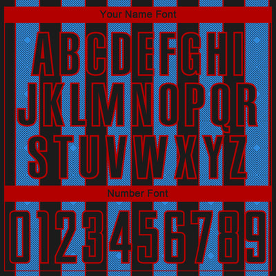 Custom Black Powder Blue-Red Pinstripe Line Sports Sublimation Soccer Uniform Jersey
