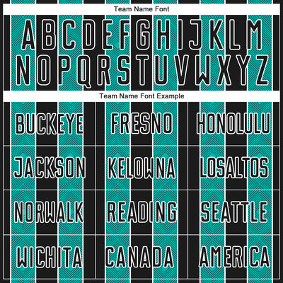 Custom Black Aqua-White Pinstripe Line Sports Sublimation Soccer Uniform Jersey