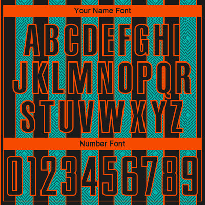 Custom Black Aqua-Orange Pinstripe Line Sports Sublimation Soccer Uniform Jersey